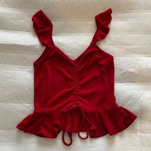 Dark Red Ruched Top